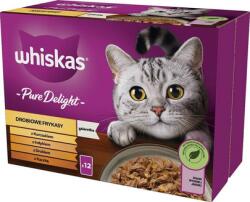 Whiskas Adult Pure Delight tasak 12x85g Baromfi fánkok nedves eledel felnőtt macskáknak zselében: csirke, pulyka, baromfi, kacsa