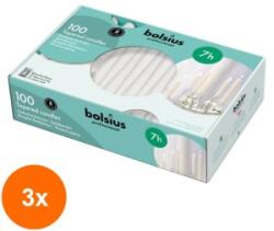 Bolsius Set 3 x 100 Lumanare Conica Bolsius Alb, 7 Ore (GIL-3xLCA-COB-100-02-A100)