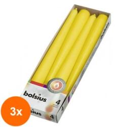 Bolsius Set 3 x 4 Lumanare Conica Bolsius Galbena (GIL-3xLCA-COB-04-11-A4)