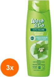 Wash&Go Set 3 x Sampon Wash&Go cu Extract de Urzica, pentru Par cu Tendinta de Rupere, 360 ml