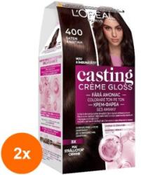 L'Oréal Set 2 x Vopsea de Par Semi-Permanenta fara Amoniac L'Oreal Paris Casting Creme Gloss 400 Saten, 180 ml