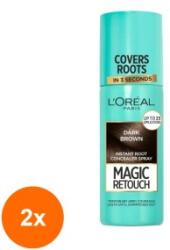 L'Oréal Set 2 x Spray Instant L'Oreal Paris Magic Retouch pentru Camuflarea Radacinilor Crescute, 2 Saten inchis, 75 ml