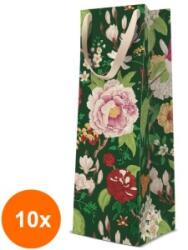 Elcadis Set 10 x Pungi Cadou, pentru Sticle, Classic Flowers, 12 x 37 x 10 cm, Perfecto (CLE-10xELC-PC-SBT-CF)