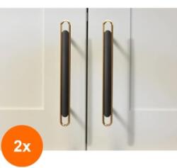 Ideal Feroluc Set 2 x Maner Model Kelen, 224 mm, Finisaj Auriu Lucios/Negru (EDI-2xIFR-11635)