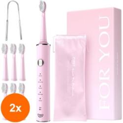 JTF Set 2 x Periuta Dinti Electrica, JTF Sonic, Roz, J40, 6 Capete de Periere (AMS-2xSMT-1580)