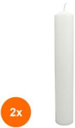 LCA Set 2 x Lumanare Stalp Alb Simplu 350 x 60 mm (GIL-2xLCA-S-350X60-A)