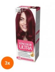 LONCOLOR Set 3 x Vopsea de Par Permanenta cu Amoniac Loncolor Ultra 7.66 Rosu Intens, 100 ml
