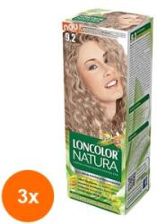 LONCOLOR Set 3 x Vopsea de Par Permanenta Loncolor Natura 9.2 Blond Irizat, 100 ml