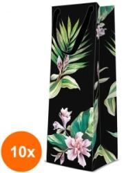 Elcadis Set 10 x Pungi Cadou, pentru Sticle, Exotic Flowers, 12 x 37 x 10 cm, Perfecto (CLE-10xELC-PC-SBT-EF)