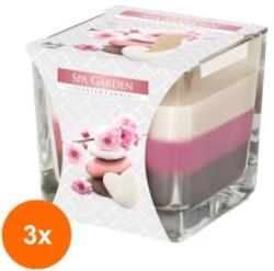LCA Set 3 x Lumanare Parfumata in Pahar in Trei Culori Spa Garden, 32 Ore (GIL-3xLCA-SNK80-254)