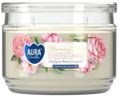 AURA Lumanare Parfumata cu Doua Fitile si Capac Aura, Flori Inflorite, Timp Ardere 30 Ore, Alb, 280 g (LCA-SNP106-449)