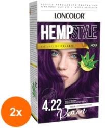 LONCOLOR Set 2 x Vopsea de Par Permanenta Loncolor Hempstyle cu Ulei de Canabis, 4.22 Violet Intens, 100 ml