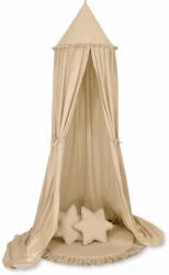 Készlet: gyerekszobai függő baldachin, fodros szőnyeg, bézs párnák