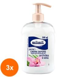 MilMil Set 3 x Sapun Lichid Mil Mil, Orhidee si Matase, 500 ml