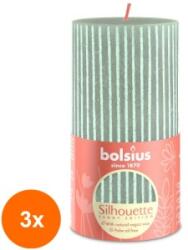 Bolsius Set 3 x Lumanare Stalp Bolsius, Verde, 130 x 68 mm (GIL-3xLCA-STR-130/68-68JG)