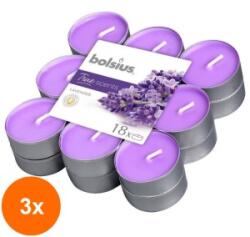 Bolsius Set 3 x 18 Lumanari Pastila Bolsius, Lavanda, Timp de Ardere 4 Ore (GIL-3xLCA-TRU-PT18-77-TS)