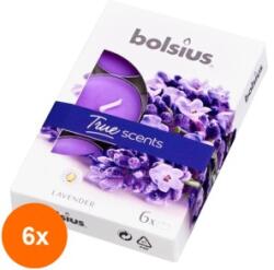 Bolsius Set 6 x 6 Lumanari Pastila 4h Bolsius, Lavanda (GIL-6xLCA-TRU-PB15-77-LAV-TS)
