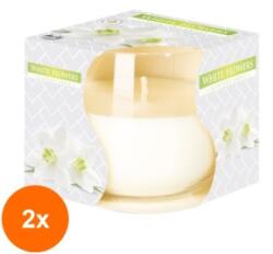 LCA Set 2 x Lumanare Parfumata in Pahar White Flowers, 18 Ore (GIL-2xLCA-SN71-179)