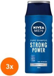 Nivea Set 3 x Sampon Nivea Men Strong Power, pentru Toate Tipurile de Par, 250 ml