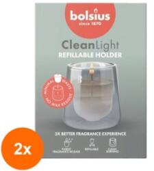 Bolsius Set 2 x Suport si Lumanare, Chiparos si Chihlimbar, CleanLight Bolsius, Parafina Parfumata (GIL-2xLCA-BO-CL-KIT-01)