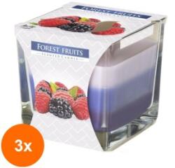 LCA Set 3 x Lumanare Parfumata in Pahar in Trei Culori, Fructe de Padure, 32 Ore (GIL-3xLCA-SNK80-13)