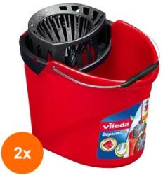 Vileda Set 2 x Galeata cu Storcator Vileda Power Press, Rosu, 10 l (ROC-2xMAG1015493TS)