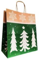 Bisbags Punga din Hartie cu Manere, Model Brazi, 32 x 17 x 34.5 cm, 100 Bucati (BBG-PK2806)