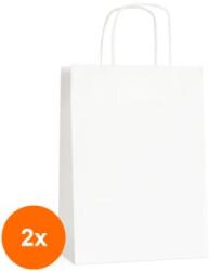 Bisbags Set 2 x 100 Pungi Hartie, Albe XL cu Maner Sfoara, 43 x 16 x 47 cm (SIB-2xBBG-PK110)
