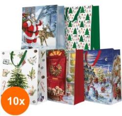 Elcadis Set 10 x Pungi Cadou Mari, Mix Craciun, 30 x 41 x 12 cm, Perfecto (CLE-10xELC-PC-SB-MIX-CH)