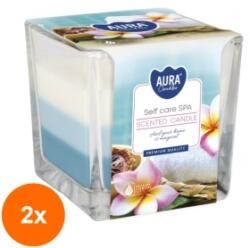 BISPOL Set 2 x Lumanare Parfumata in Pahar in Trei Culori, Bispol, Self Care SPA (GIL-2xLCA-SNK80-363)