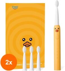 JTF Set 2 x Periuta Dinti Electrica Copii, JTF Sonic, Portocalie, J20C, 4 Capete Periuta, Cablu Incarcare (AMS-2xSMT-1375)