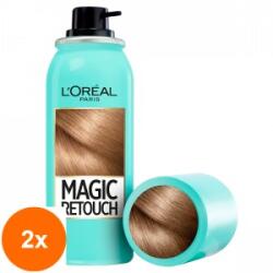 L'Oréal Set 2 x Spray Instant L'Oreal Paris Magic Retouch pentru Camuflarea Radacinilor Crescute, 4 Blond Inchis, 75 ml