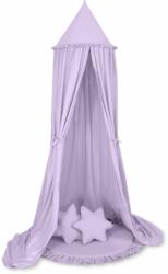  Készlet: gyerekszobai baldachin, fodros szőnyeg, lila párnák