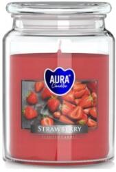 AURA Lumanare Parfumata in Borcan cu Capac, Capsuni, Timp de Ardere 100 Ore, Aura (LCA-SND99-73)