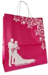 Bisbags Punga din Hartie cu Manere, Roz, Model Miri, 22 x 11 x 25.5 cm , 100 Bucati (BBG-PK815)
