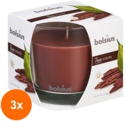 Bolsius Set 3 x Lumanare Parfumata Bolsius True Scents, in Pahar, Lemn de Oud (GIL-3xLCA-TRU-LPB-95/95-70-TS)
