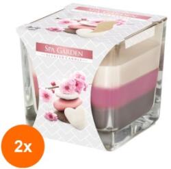 LCA Set 2 x Lumanare Parfumata in Pahar in Trei Culori Spa Garden, 32 Ore (GIL-2xLCA-SNK80-254)
