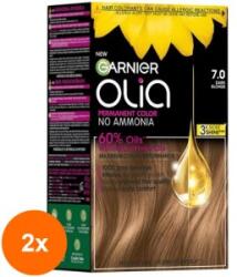 Garnier Set 2 x Vopsea de Par Permanenta fara Amoniac Garnier Olia 7.0 Dark Blonde, 174 ml