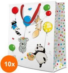 Elcadis Set 10 x Pungi Cadou Mari, Animal Party, 30 x 41 x 12 cm, Perfecto (CLE-10xELC-PC-SB-AP)