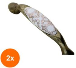 Ideal Feroluc Set 2 x Maner Ceramica Model W0520, 96 mm, Finisaj Antic Auriu/Model Orient (EDI-2xIFR-58957)