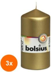 Bolsius Set 3 x Lumanare Stalp 120 x 58 mm Bolsius, Auriu (GIL-3xLCA-STB-120/58-82)