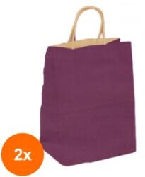 Bisbags Set 2 x 100 Pungi din Hartie cu Manere, Mov, Interior Natur, 25 x 14 x 30 cm (SIB-2xBBG-PK648)