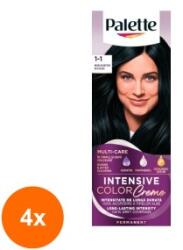 Schwarzkopf Palette Set 4 x Vopsea de Par Permanenta Palette Intensive Color Creme C1 Negru Albastrui, 110 ml