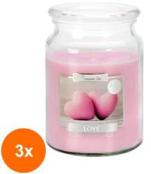 LCA Set 3 x Lumanare Parfumata in Borcan cu Capac Love, 100 Ore (GIL-3xLCA-SND99-105)