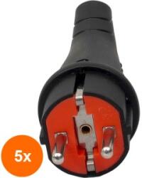 Z-tools Set 5 x Stecher din Plastic, Fara Cablu, 16A, cu Maner, Negru (LIZ-5xZLN-ZTS8415)