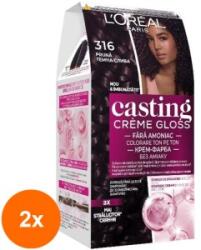 L'Oréal Set 2 x Vopsea de Par Semi-Permanenta fara Amoniac L'Oreal Paris Casting Creme Gloss 316 Pruna, 180 ml