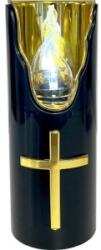 LCA Candela Electronica Neagra, Flacara Alba, Ornament Cruce Aurie, 150 x 50 mm, 50 Zile (LCA-CE-C708B-683-60-NA-G)