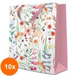 Elcadis Set 10 x Pungi Cadou Medii, Watercolor Flowers, 20 x 25 x 10 cm, Perfecto (CLE-10xELC-PC-SM-WF)