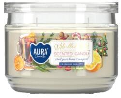AURA Lumanare Parfumata cu Doua Fitile si Capac, Vin Fiert, 30 Ore, Alb, 280 g (LCA-SNP106-195)