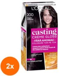 L'Oréal Set 2 x Vopsea de Par Semi-Permanenta fara Amoniac L'Oreal Paris Casting Creme Gloss 200 Negru Abanos, 180 ml